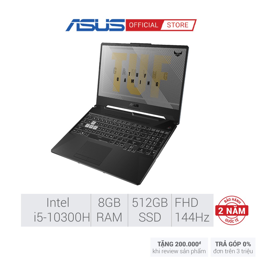 [Mã ELMALL100 giảm 100K đơn 5TR] Laptop ASUSF15 FX506LI-HN039T i5-10300H 8GB 512GB 1650Ti 4GB 15.6'' Win 10