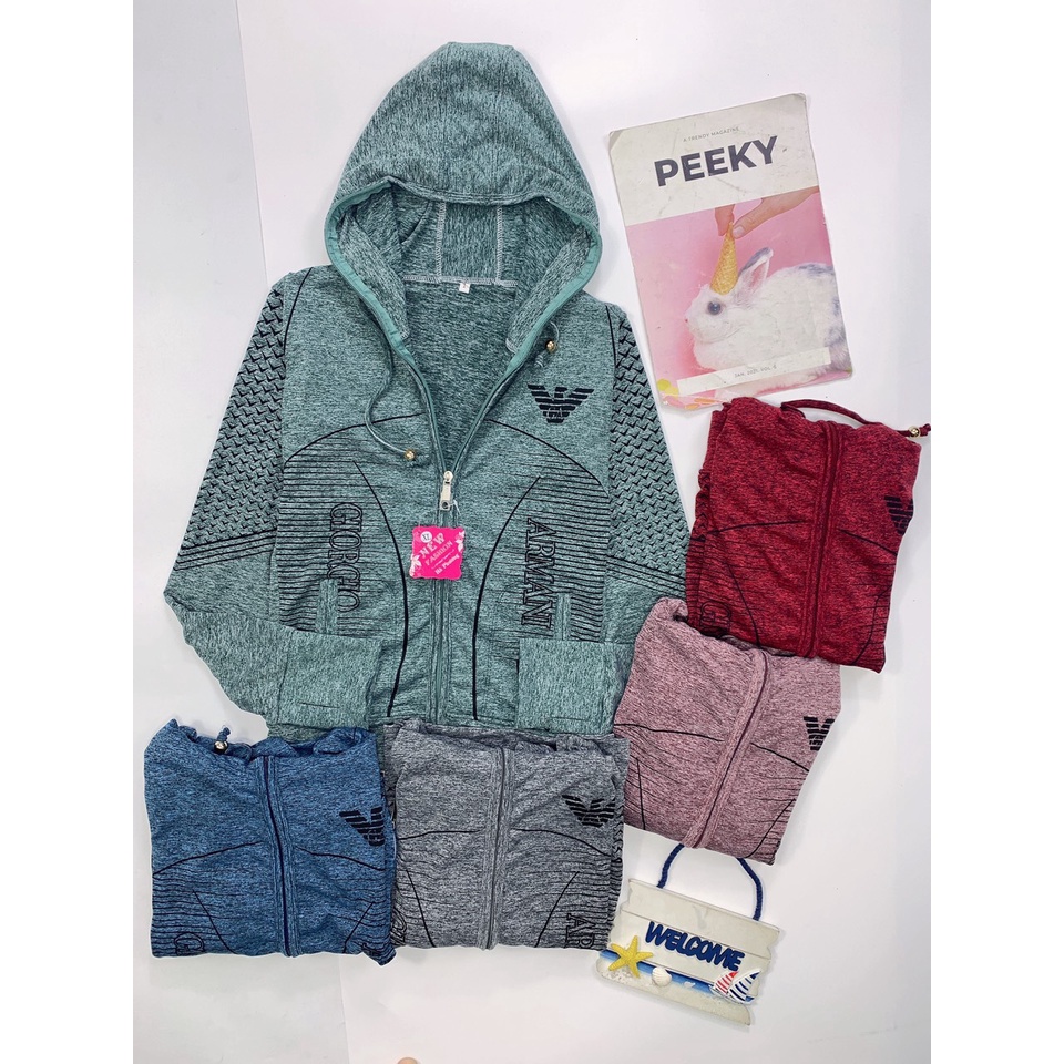 Áo khoác nữ, vải đốm cotton co giãn, có túi trong chống nắng, đi chơi...