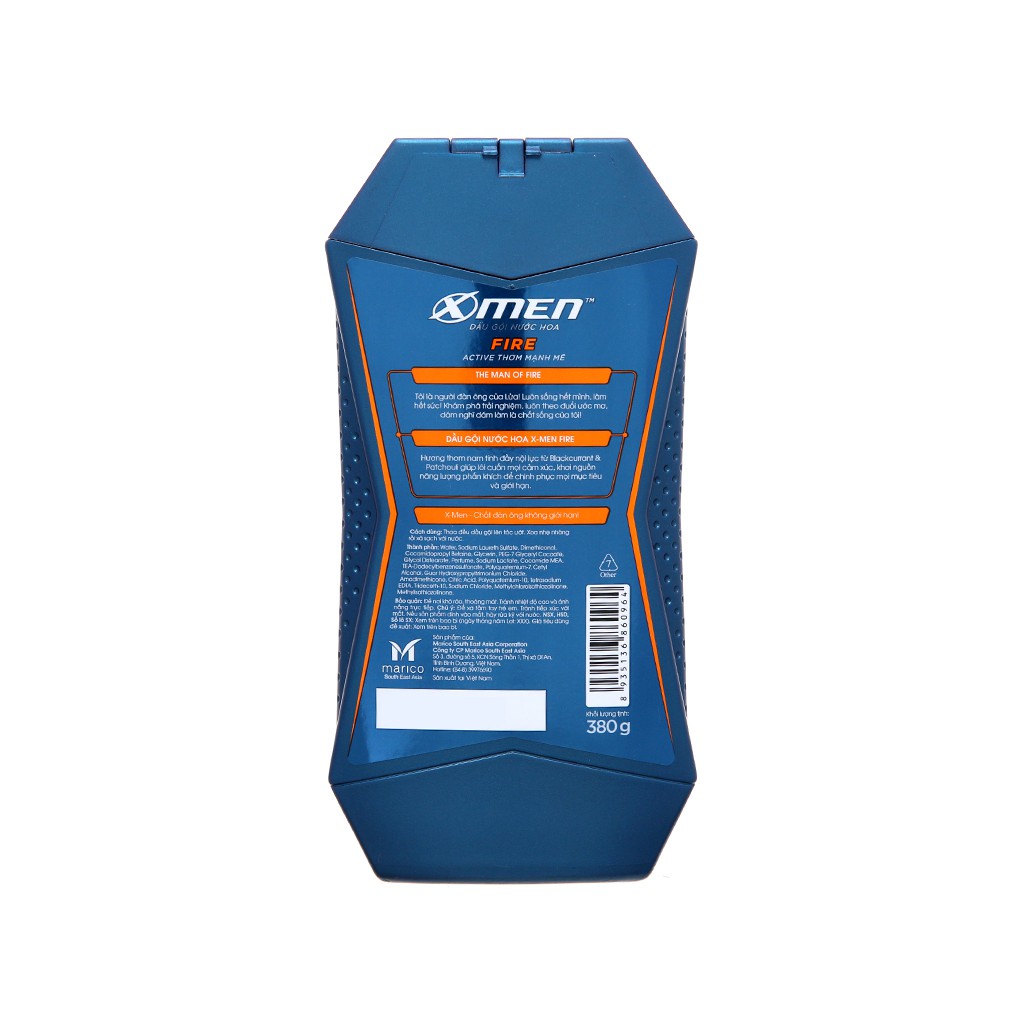 Dầu gội nước hoa X-Men Fire Active thơm mạnh mẽ (380g)