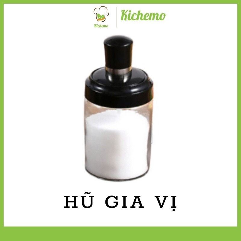 Hũ đựng gia vị thuỷ tinh Hũ gia vị kèm muỗng Lọ đựng gia vị 250ml