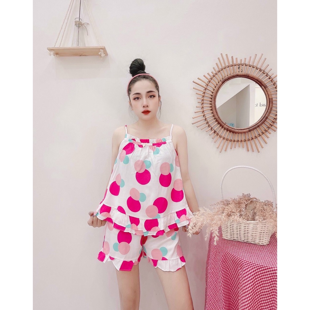 Đồ bộ mặc nhà áo hai dây quần đùi mùa hè