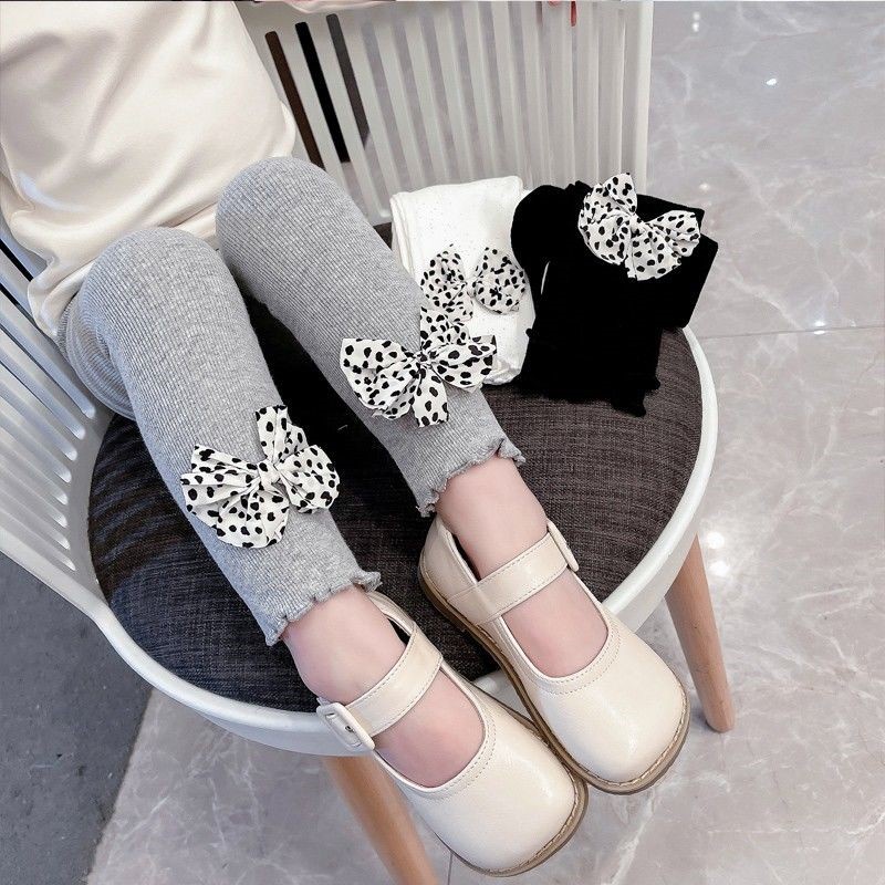 Quần legging co giãn đính nơ phong cách Hàn Quốc cho nữ