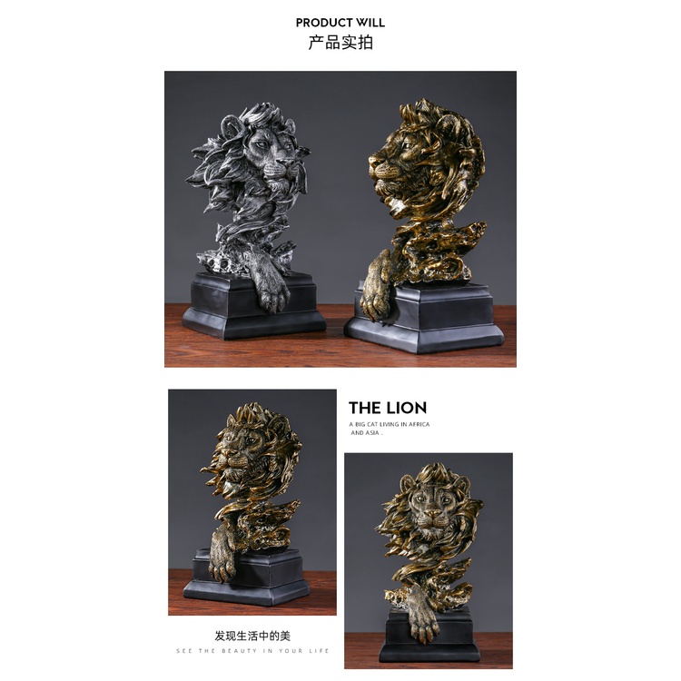 Đầu Sư Tử Bằng Nhựa Resin Mềm Mại Phong Cách Retro Mỹ Trang Trí Tủ Rượu/Tủ Rượu