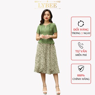 Đầm trung niên,váy dự tiệc chất voan tơ LYBEE,thiết kế dáng xòe mã 588