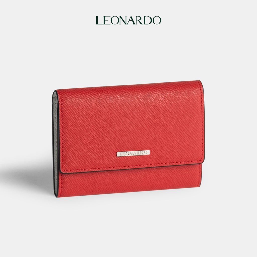 Ví đựng thẻ card holder Kate da Saffiano thương hiệu Leonardo