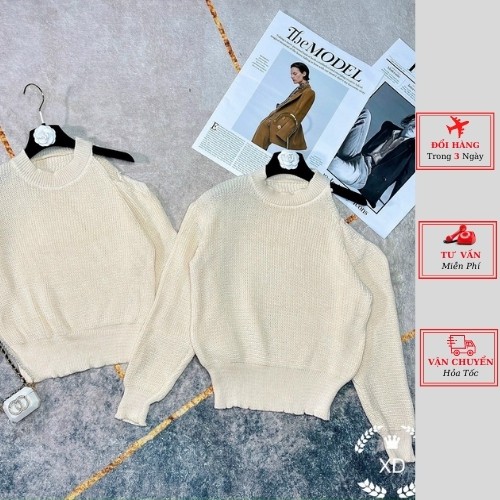 Áo len nữ lệch vai trắng cánh dơi tay thụng ulzzang Hàn Quốc thu đông