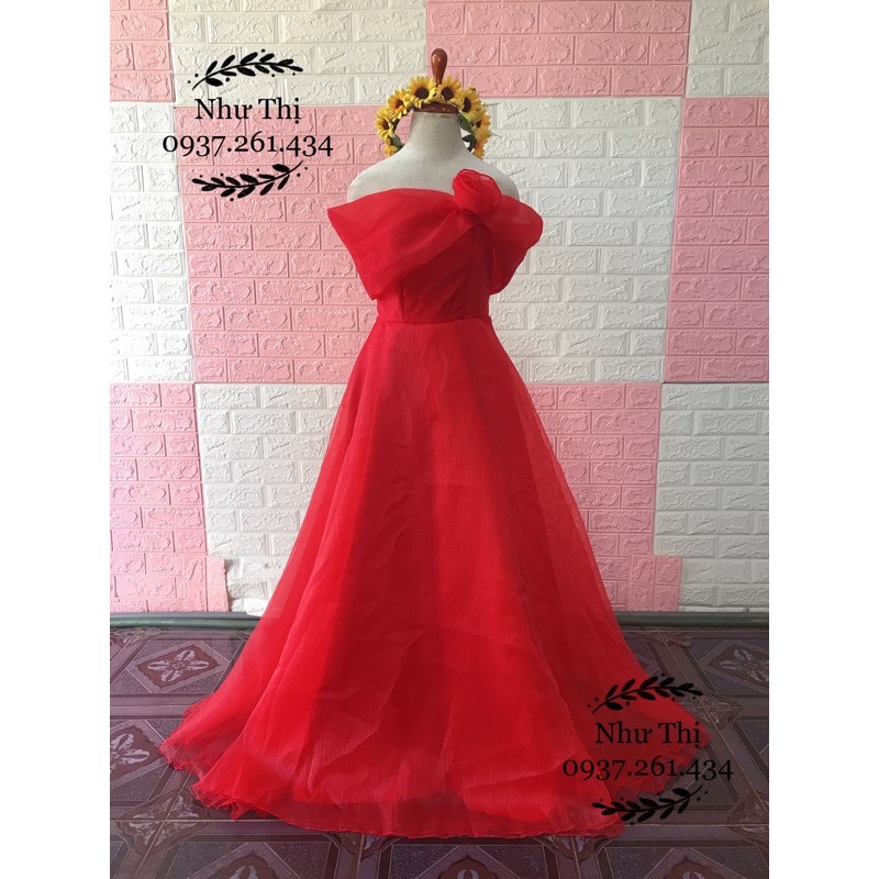 (free chỉnh sửa váy) đầm dạ hội trễ vai váy xòe phồng công chúa cô dâu chụp ảnh cưới Hàn Quốc đính hôn đi tiệc | BigBuy360 - bigbuy360.vn