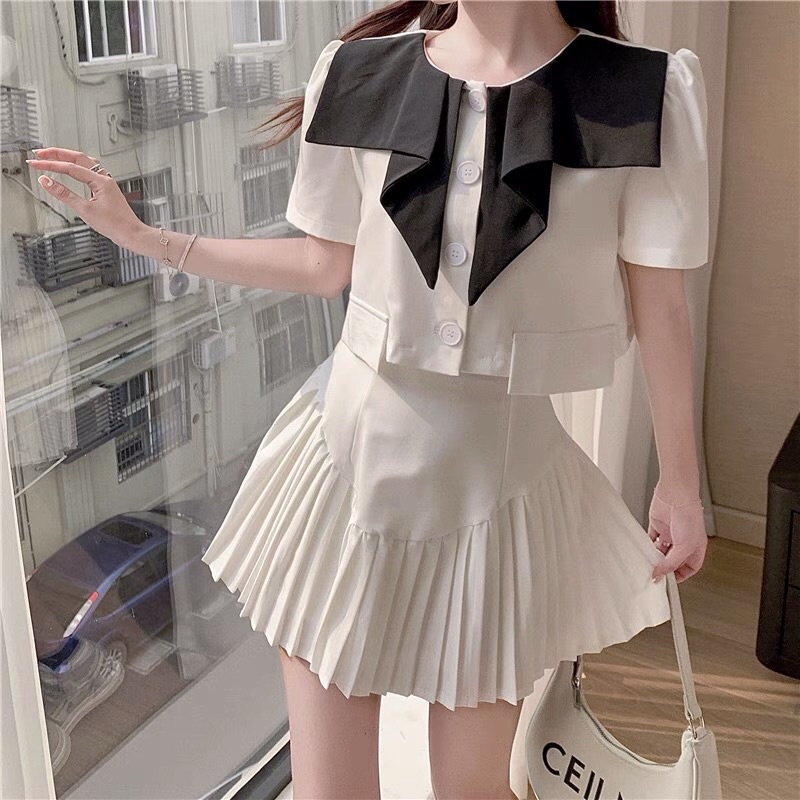 Sét Váy Ulzzang Chân Váy Xếp Ly Phong Cách Hàn Quốc-Hàng Quảng châu- Có Sẵn | BigBuy360 - bigbuy360.vn