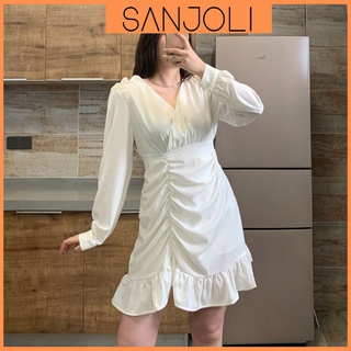 Váy Công Chúa SANJOLI Đầm Công Sở Nữ Dự Tiệc Body Dáng Chữ A Xòe Sang Chảnh Bigsize Thiết Kế Vải Thun Lụa VDE16