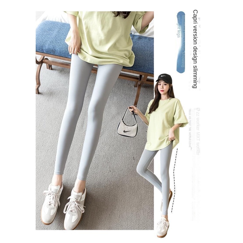Quần Legging Lụa Bóng Lưng Cao Ôm Dáng Thời Trang Mùa Hè Cho Nữ