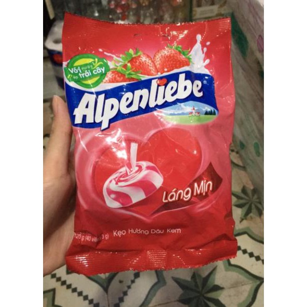 Kẹo cứng Alpenliebe Vị Sữa Caramen&amp; Dâu