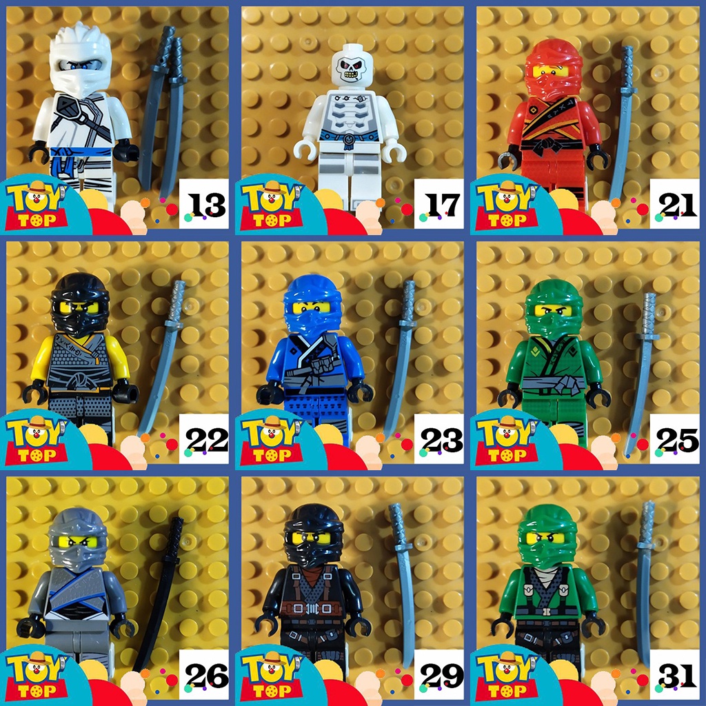 [Một con] Đồ chơi ghép Ninja : Minifigures Ninjago hàng cũ 2nd tổng hợp mini ( ảnh nào có vũ khí sẽ có kèm vũ khí nha)