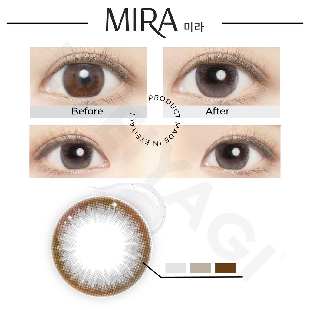 [LENS KHÔNG CẦN NGÂM] EYEIYAGI MIRA GRAY Tone xám tây PREMIUM SILICONE HYDROGEL | Anti UV | Chính hãng HÀN QUỐC