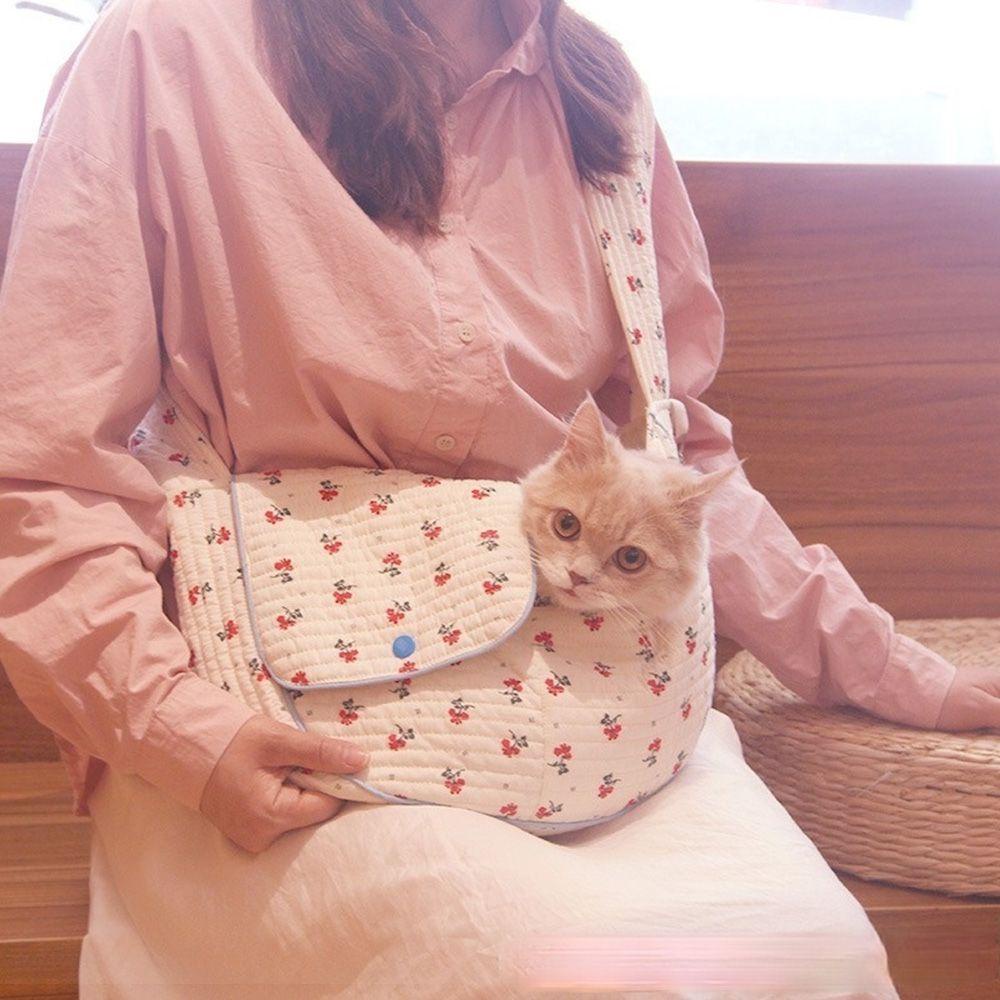 Túi đựng thú cưng đeo chéo vai bằng vải cotton thoáng khí tiện dụng mang theo du lịch