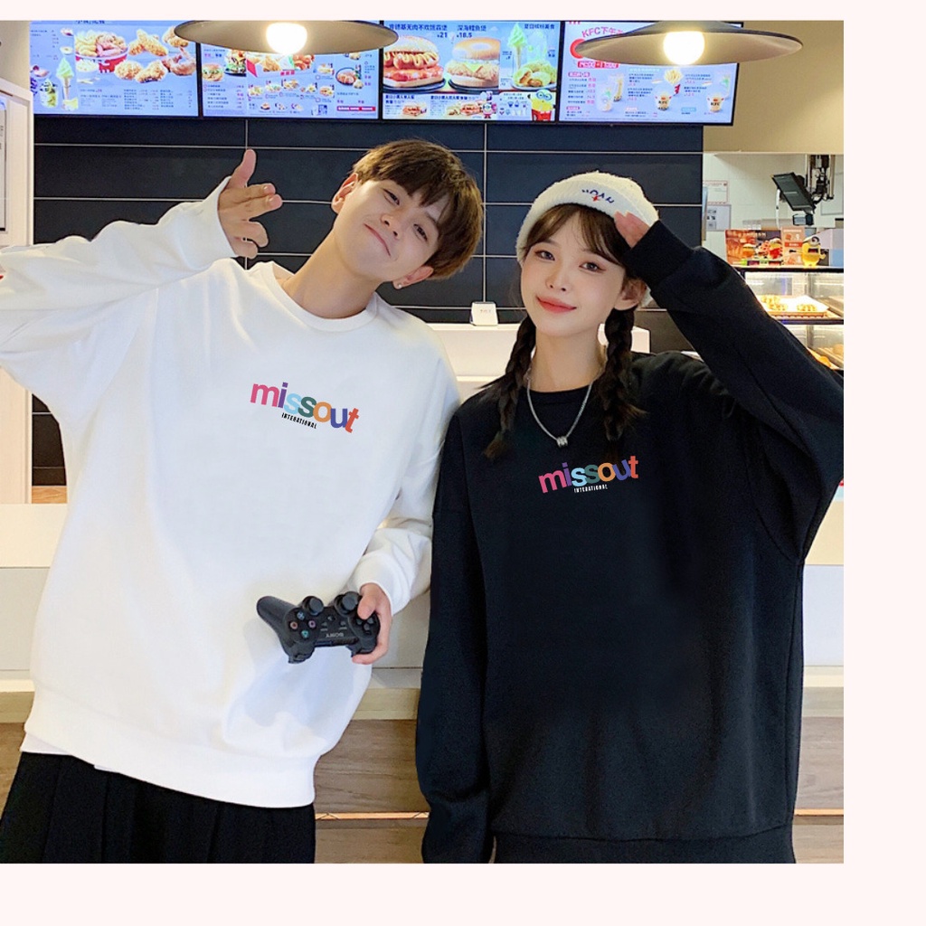 Áo sweater đôi nam nữ mùa đông, áo nỉ bông cổ tròn unisex cực đẹp misout