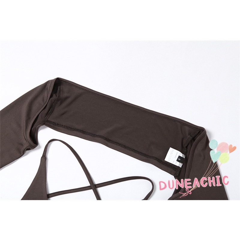 DUNEA Áo kiểu tay dài phối dây quyến rũ cho nữ