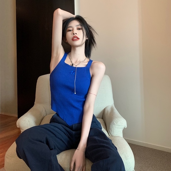 Áo ZHELIHANGFEI hai dây dệt kim thêu họa tiết quyến rũ tùy chọn màu sắc