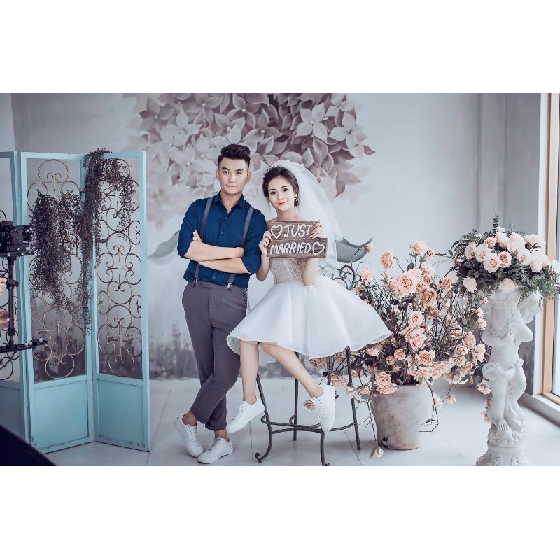 Bảng gỗ Just Married trang trí chụp ảnh cưới, wedding photo, đạo cụ chụp hình