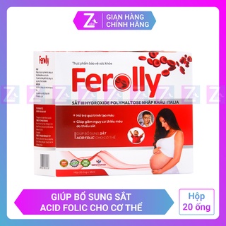 Thực Phẩm Bảo Vệ Sức Khỏe Ferolly Bổ Sung Sắt, Cải Thiện Tình Trạng Thiếu Máu Hộp 20 ống