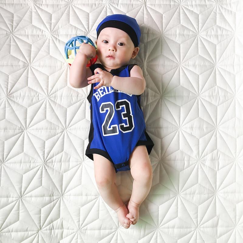 Bộ Áo Liền Quần + Mũ Bóng Rổ NBA Jd Jordan 23 Cho Bé Trai