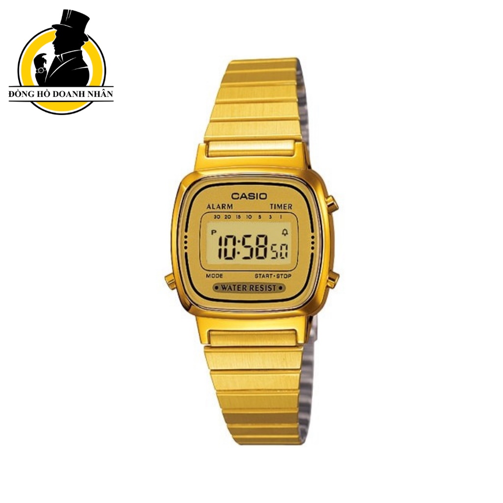Đồng Hồ Nữ Cao Cấp Casio Vintage LA670WGA-9D Màu Vàng Dây Thép, Size 24mm Kính Nhựa, Chống Nước, Bảo Hành 1 Năm