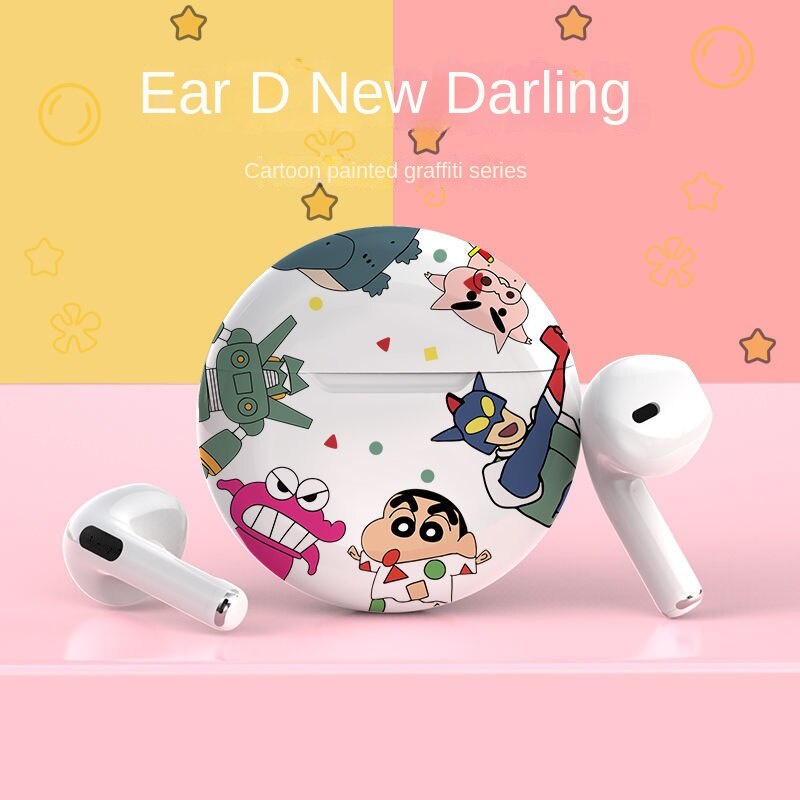 Tai Nghe Bluetooth Nhét Tai Không Dây Mini Hình Gấu / Dâu / Doremon / Cậu Bé Bút Chì Dễ Thương Thông Dụng Cho Nữ