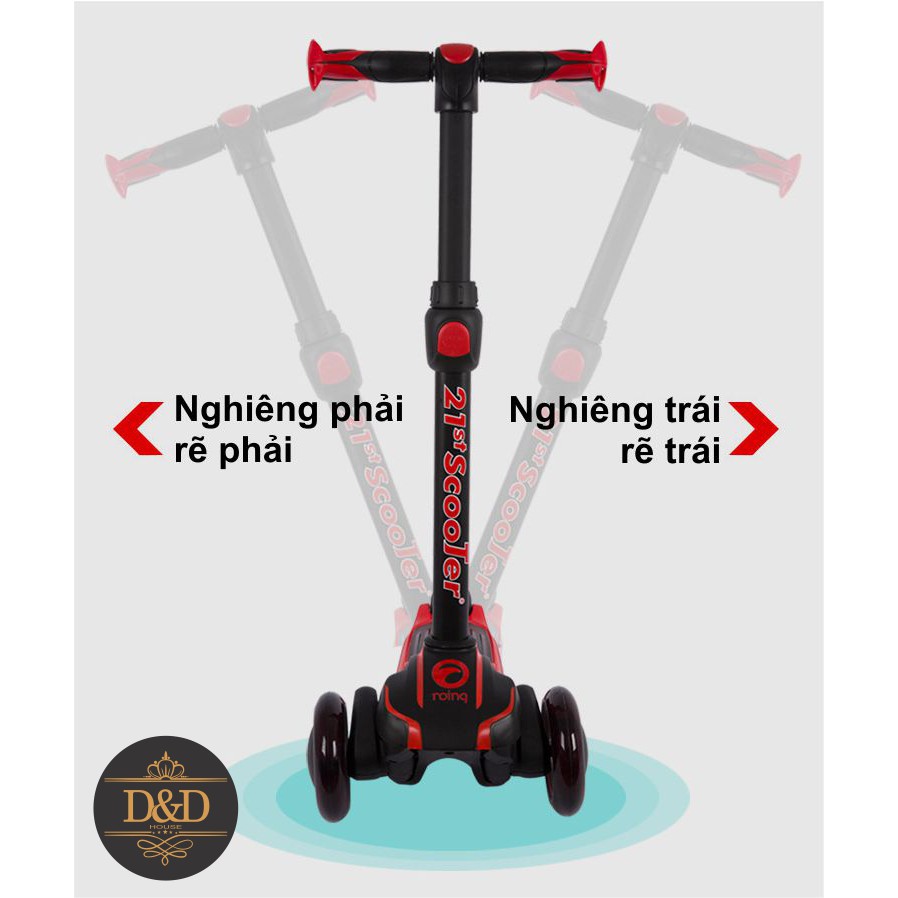 Xe trượt scooter 21st có giảm xóc, 3 bánh phát sáng cao cấp cho bé (Tặng kèm bộ bảo hộ 7 món &amp; nhiều quà khác)