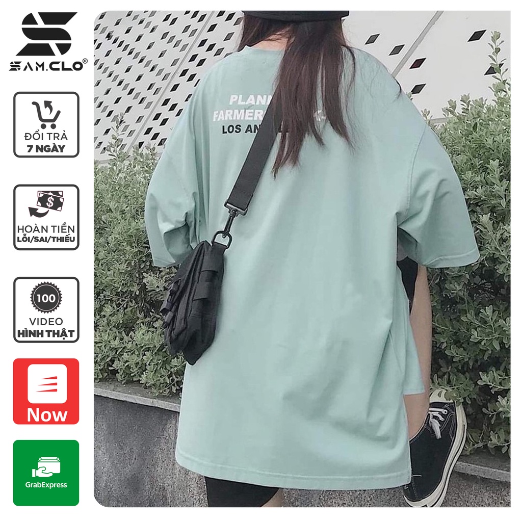Áo phông tay lỡ SAM CLO nữ freesize thun form rộng dáng Unisex mặc cặp, nhóm, lớp in chữ LOS ANGELES XẺ TÀ