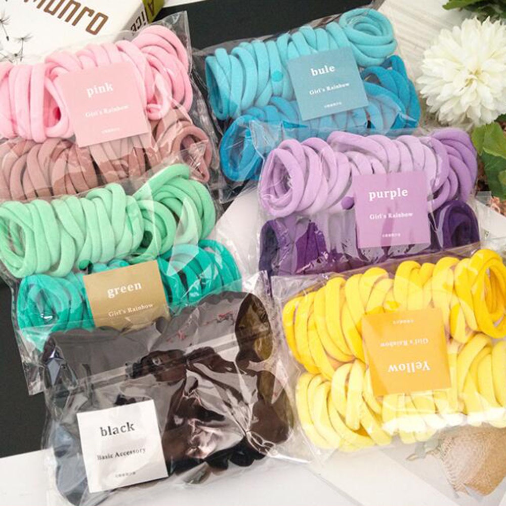 Set 50 dây buộc tóc co giãn nhiều màu sắc thời trang cho bé gái