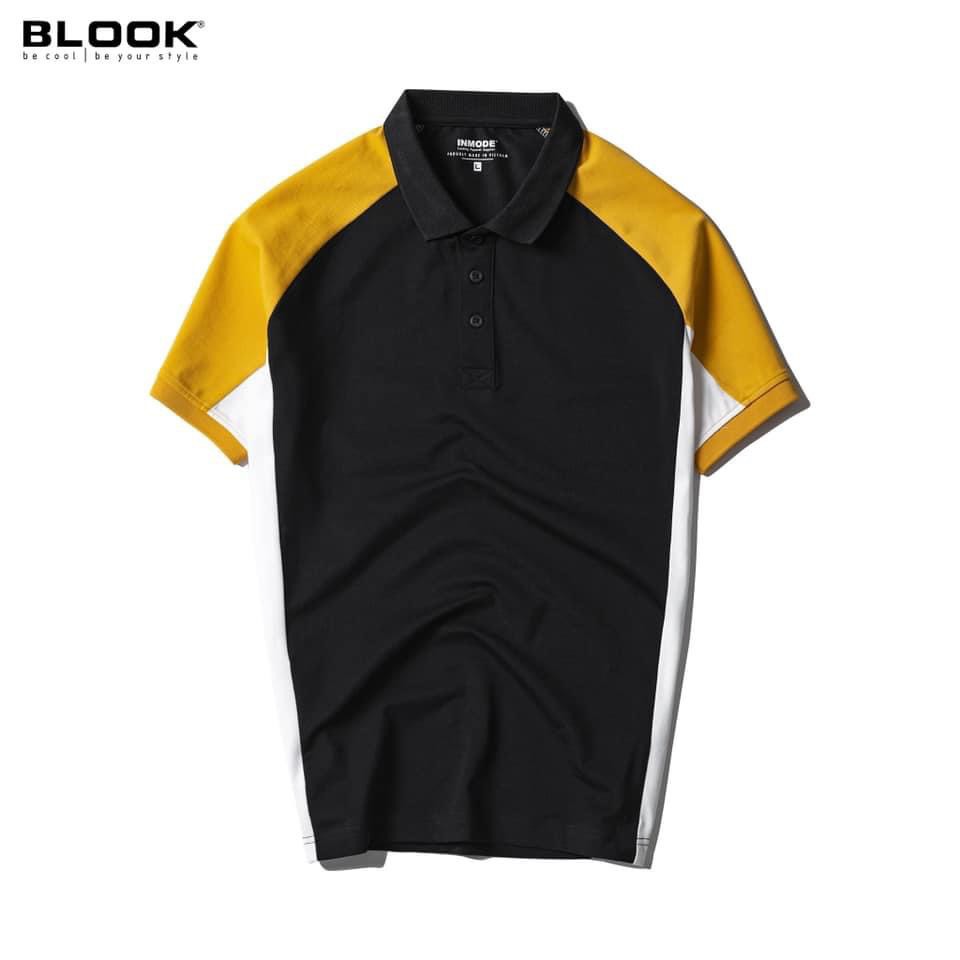 Áo polo nam slimfit BLOOK chất vải thun cá sấu cotton màu đen phối vàng trắng mã 35528  (HÌNH THẬT) | BigBuy360 - bigbuy360.vn