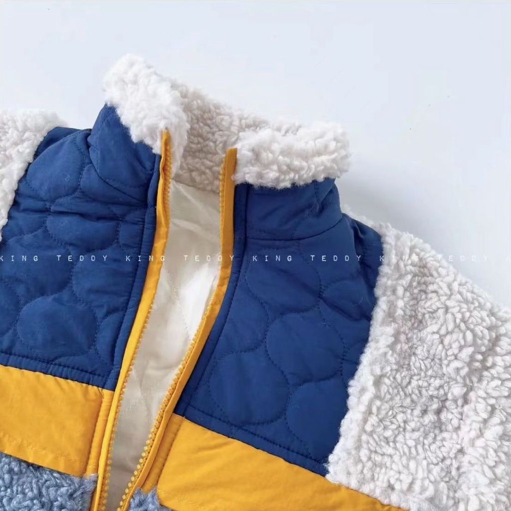 Áo Khoác Cotton Lót Lông Cừu Dày Dặn Phong Cách Thu Đông Mới Cho Bé Trai