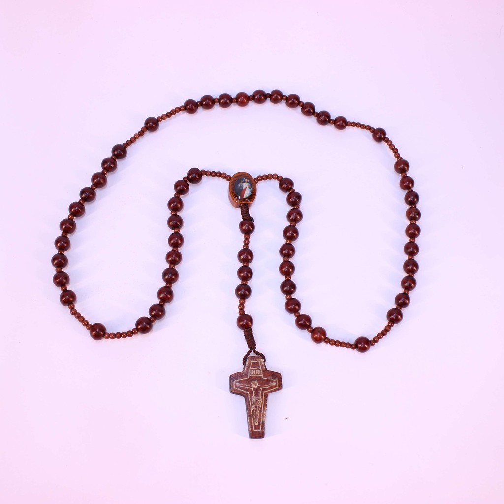 Chuỗi Tràng Hạt Mân Côi Gỗ Cẩm Dây Dù Hạt 6 Li