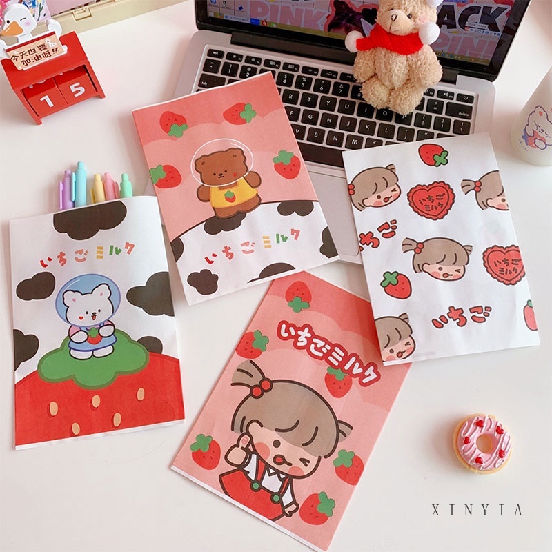 Túi Giấy Đựng Đồ Ăn Vặt Họa Tiết Trái Dâu Dễ Thương