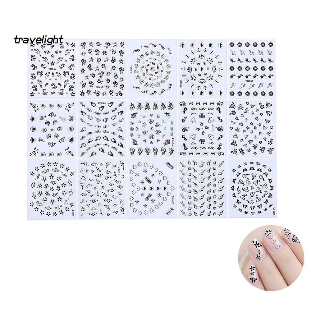 Set 5p tờ sticker hình hoa thời trang dán móng trang trí