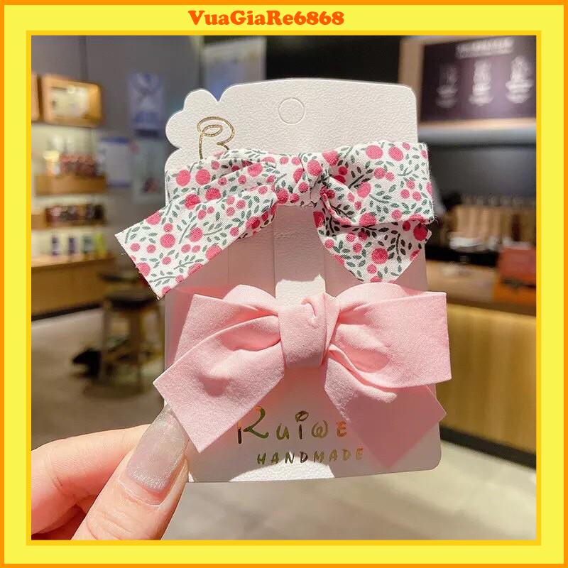 Set 2 kẹp tóc nơ Vintage siêu xinh diện Tết cho bé yêu mã VGR2