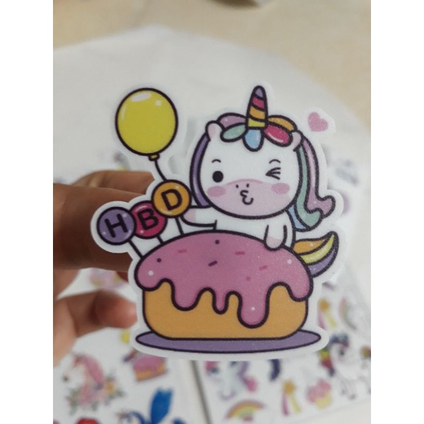 Sticker decal dán trang trí bộ sưu tập unicorn ngộ nghĩnh, đồ chơi cho bạn nhỏ, decan unicorn a5