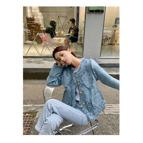 [Spot] Áo Dài Tay Mỏng Nhẹ Đơn Giản Thời Trang Hàn Quốc Xiaoxiangfeng tweed