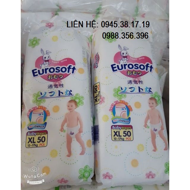 Tã quần Eurosoft (mẫu mới Eurogold) size M50 L50 XL50 XXL50 XXXL50 siêu thấm chống hăm