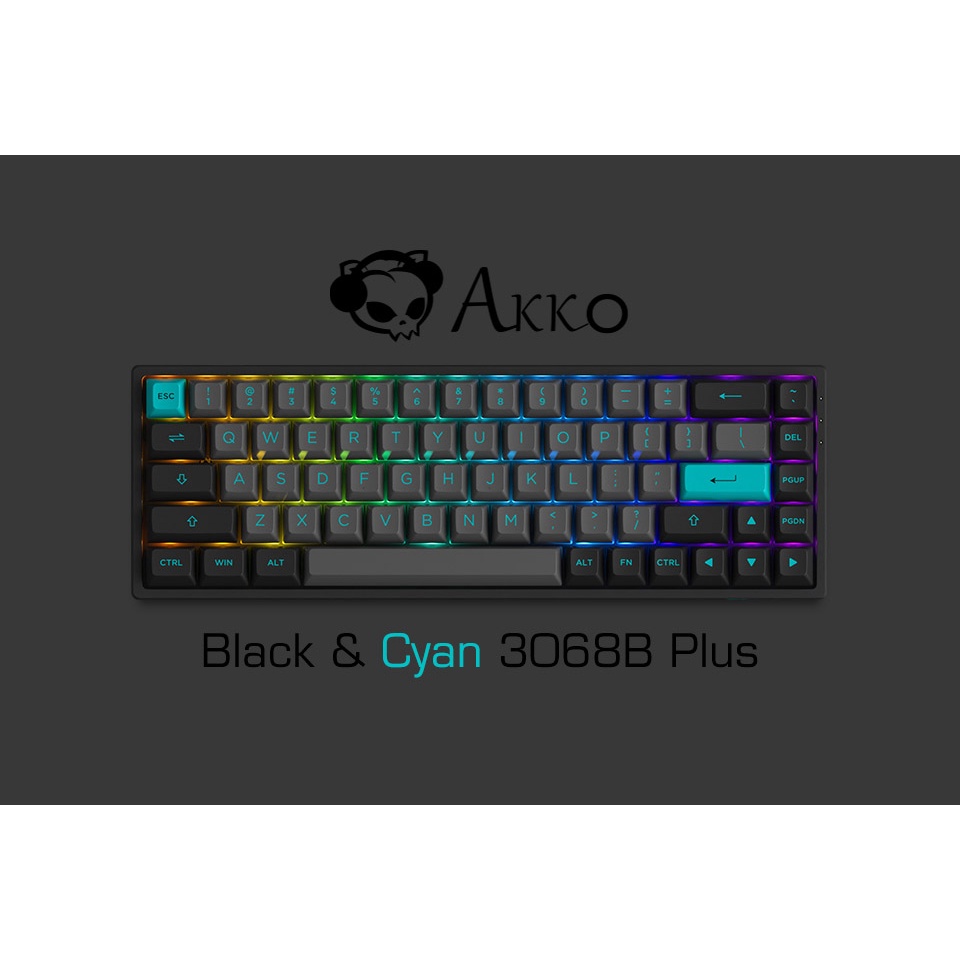 Bàn phím cơ AKKO 3068B Plus Black & Cyan ( Wireless 2.4Ghz / Bluetooth 5.0 / Hotswap / Foam tiêu âm / AKKO CS Jelly