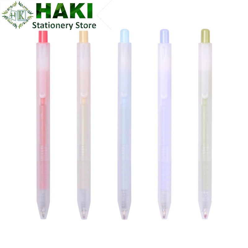 Bút bi bấm mực gel màu đen HAKI ngòi 0.5mm dụng cụ văn phòng phẩm B59