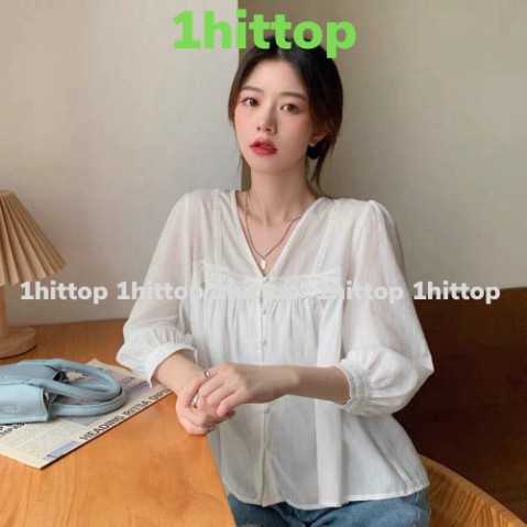 áo babydoll kaca tiểu thư tay dài cổ V A 203 freeship 1hittop