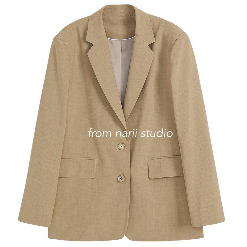 Áo khoác vest nữ blazer 2 lớp NARII tay dài Ulzzang Hàn Quốc màu nâu