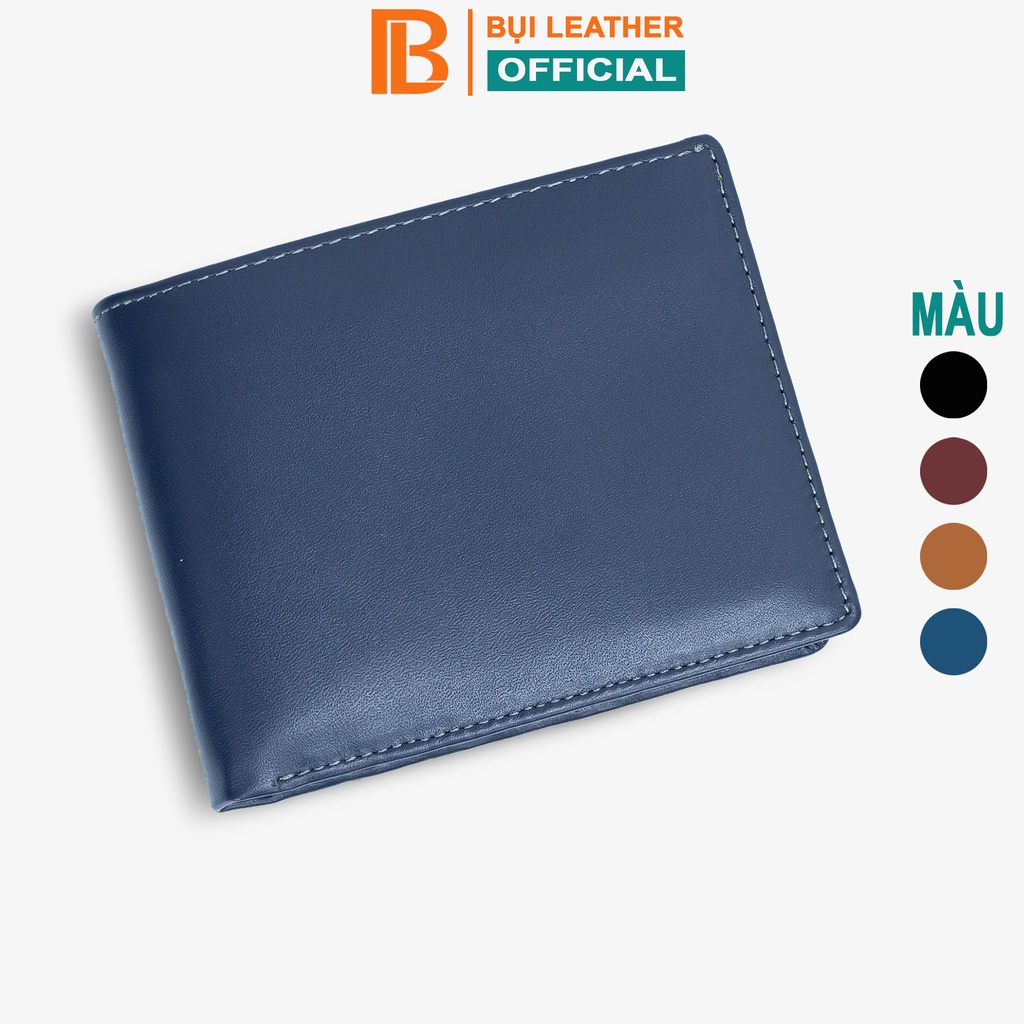 Ví da bò nam V103 cao cấp, bóp nam da nappa màu xanh navy-Da thật, full hộp làm quà tặng- Bụi leather-BH 24 tháng