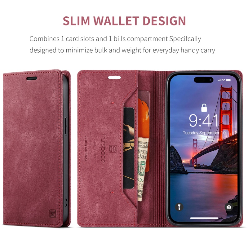 Ốp Điện Thoại Da Ví Lật Từ Tính Có Ngăn Đựng Thẻ Cho IPhone 14 13 12 Mini Pro Max 6s 7 8 Plus