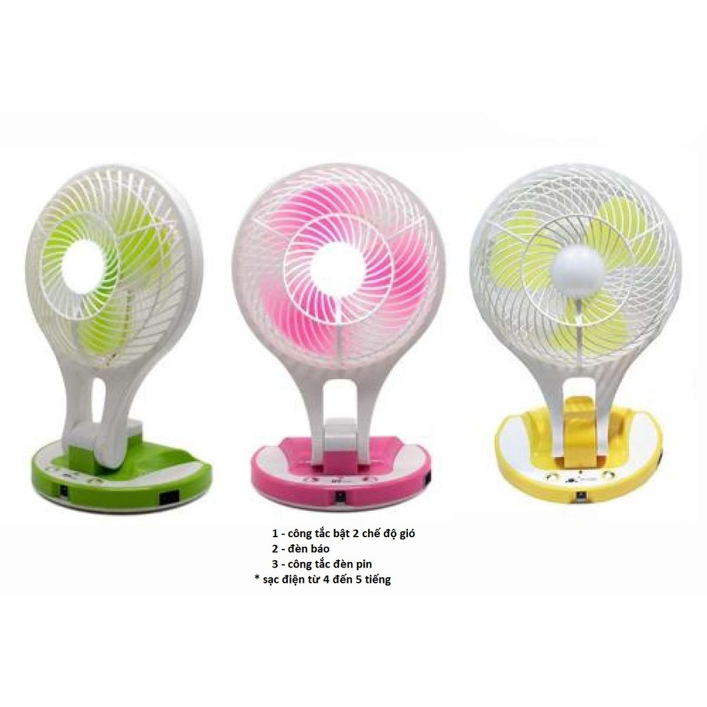 Quạt sạc tích điện 2 trong 1 gấp gọn Mini Fan M-5580