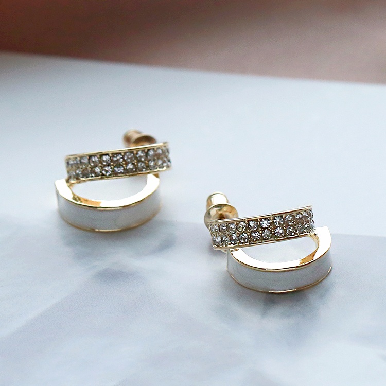 Bông Tai Chữ C Đính Đá Lấp Lánh Thời Trang Hàn Quốc Cho Nữ