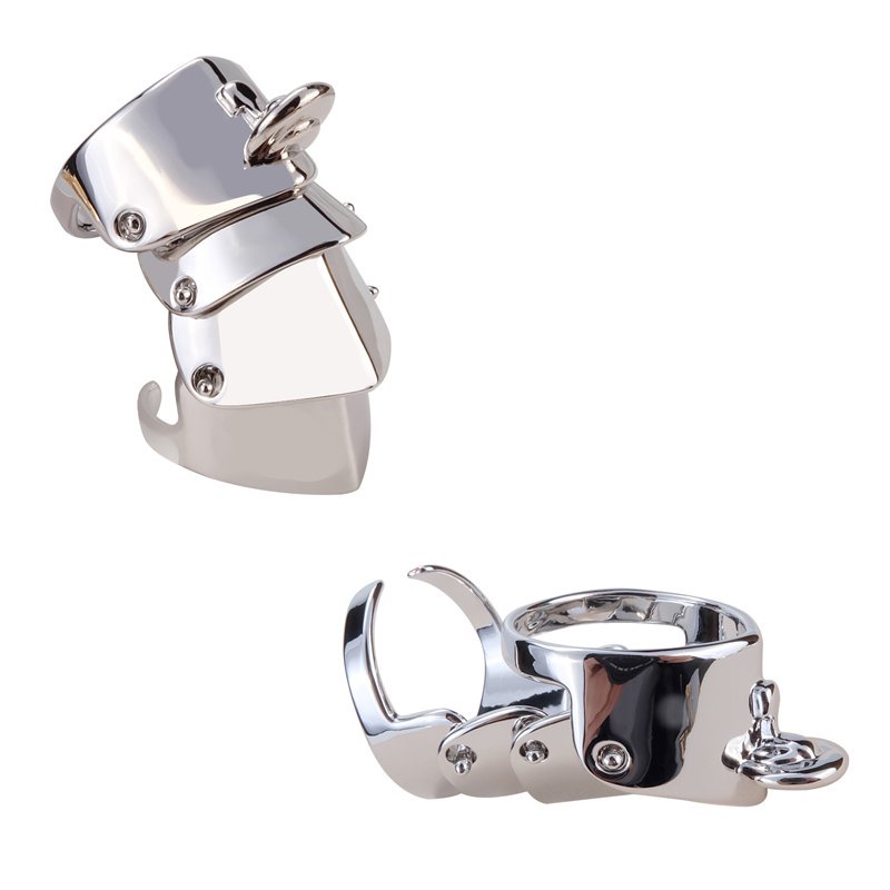 Nhẫn Vivienne West wood Gold Titanium Ba Màu Đen Bạc Áo Giáp Bốn Cánh