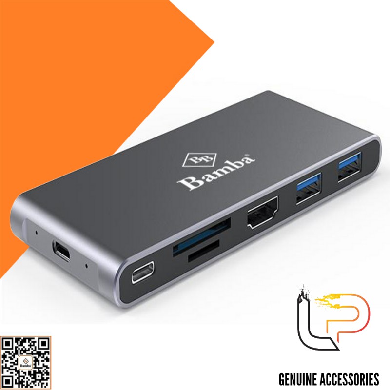 HỘP ĐỰNG Ổ CỨNG SSD M2 NGFF - Box Ssd  M2(NGFF)+2 USB 3.0+HDMI+ 2 KHE ĐỌC THẺ +USB TYPE-C Ra USB TYPE-C BAMBA B7