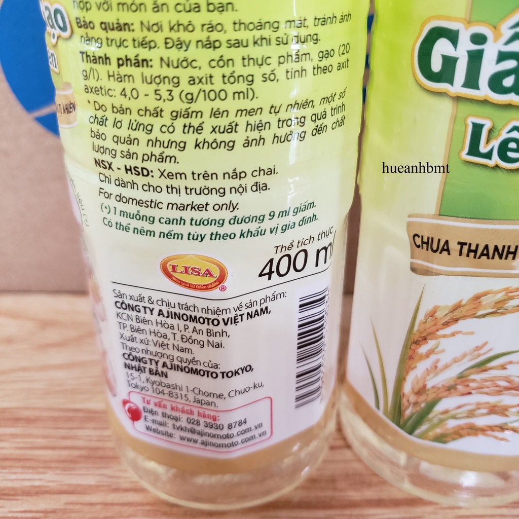 Giấm Gạo Lên Men Ajinomoto chai 400ml