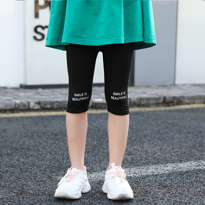 Quần Legging Ngắn 100-160cm Vải Cotton Co Giãn Thời Trang Xuân Hè Cho Bé Gái